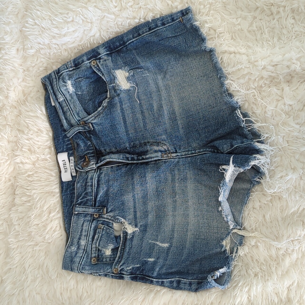 Distressed Pistola Denim Shorts